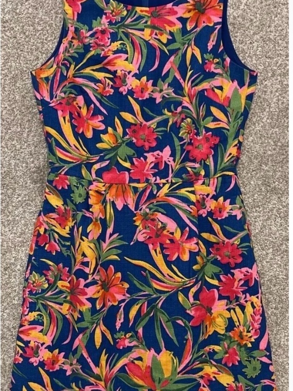 J. Crew Floral Navy Sleeveless A-Line Dress